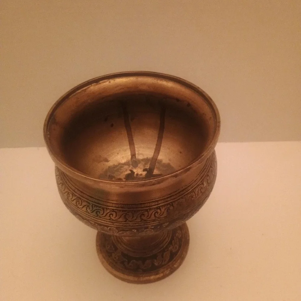 Vintage Copper Goblet With Etched Design